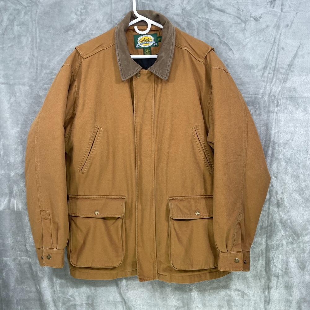 Cabela's Canvas Field Jacket Men's XL Tall Tan Outdoor Removable Liner Heavy